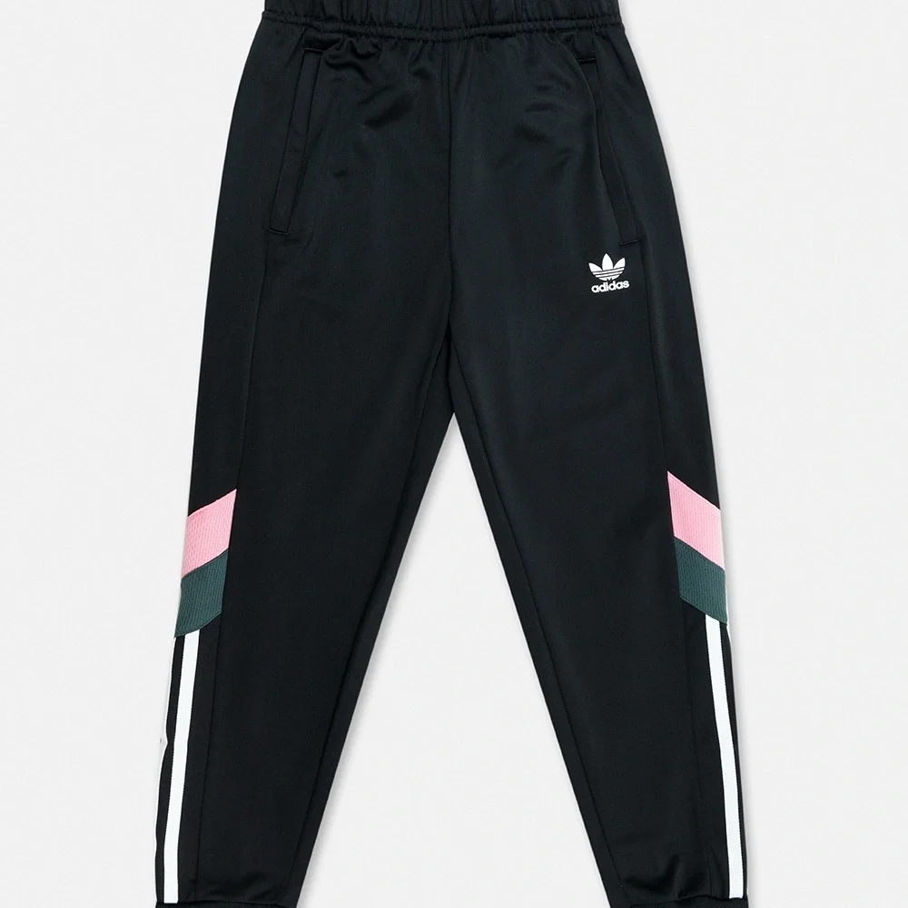 Adidas Kids Black Joggers with Pink and Green Accents - Picture 3 of 16